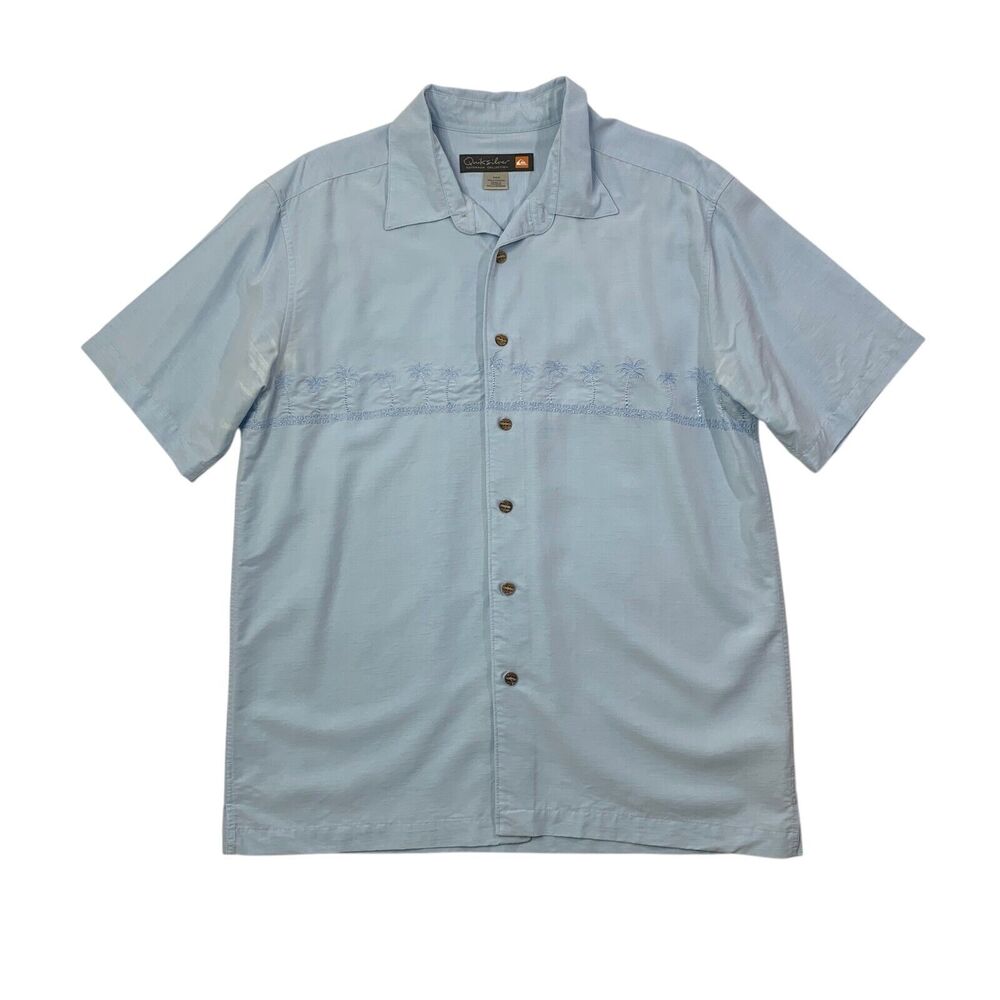 Quiksilver Shirt Mens M Medium Breeze Waterman Tahiti Palms Premium Anti Wrinkle